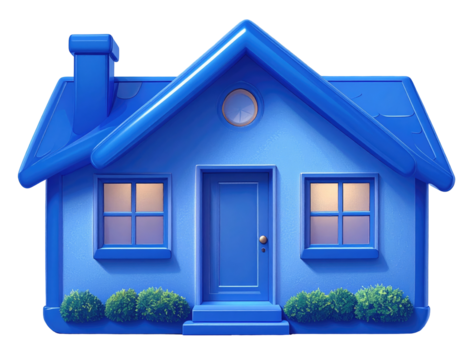 Simple, stylized, blue house icon