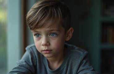 The thinking boy at the window