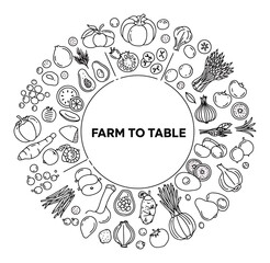 Farm-to-Table Seasonal Wheel Line Art