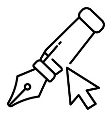 Pixel & Ink Logo: Quill & Cursor Icon, Minimalist Vector