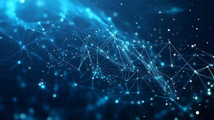 Panoramic abstract dot and triangle connection background., The world is connect and smaller concept, Digital futuristic Earth minimalism background