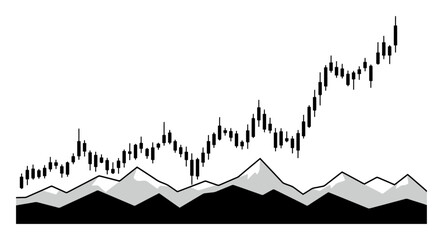 Stock Market Mountain Line Art Vector
