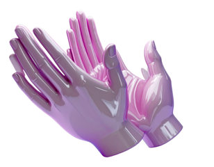 Glossy, pink hands in a clapping position
