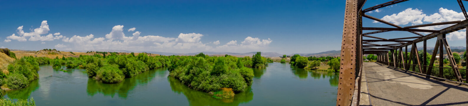 Genc bridge on Bingol road built on Murat river in Turkey