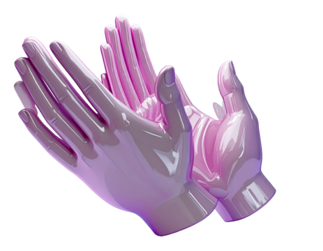 Glossy, pink hands in a clapping position