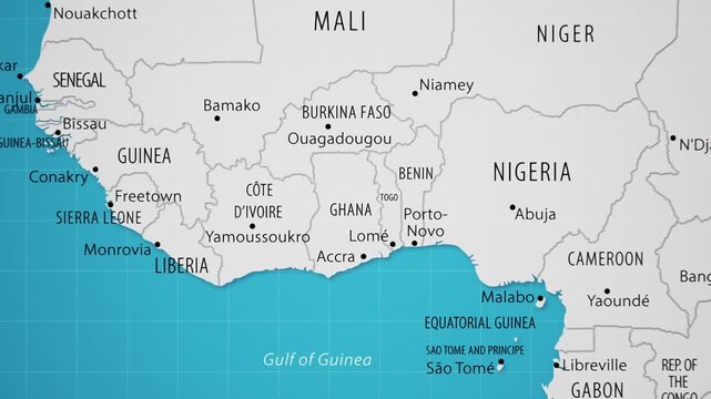 Ghana on the World Map with Animated National Flag