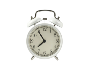 White alarm clock, time display at 255