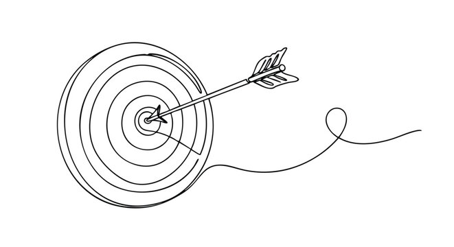 Achieve your goals with focused determination using this modern target and arrow line art design element
