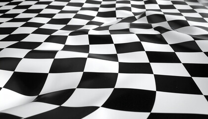 Obraz premium Checkered flag waving dynamically in the wind at finish line