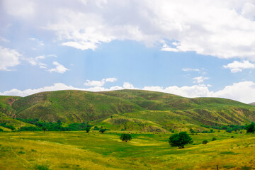 Beautiful Scenic Meadows and Fields on Erzurum Cat district in Turkey on a cloudy day