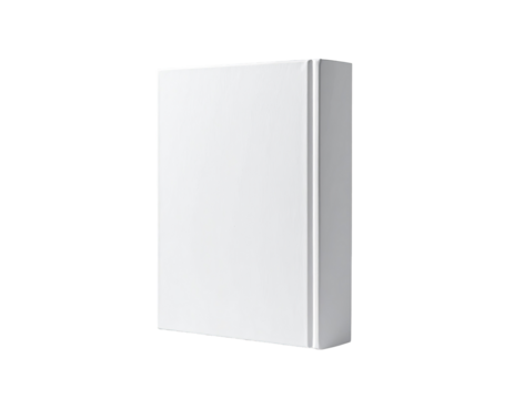 Blank white book, rectangular shape, solid color, studio shot, simple design