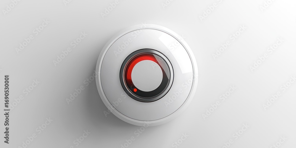 Poster a close-up shot of a modern, white wall-mounted rotary dimmer switch. the switch features a circular
