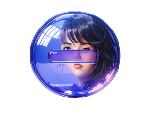 Girl's face obscured by a purple translucent orb