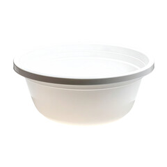 White, round, plastic bowl
