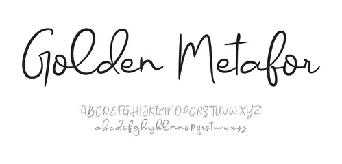 Golden Metafor Signature Typeface. Handwritten Script Editable Text Effect Template. vector illustration 
