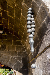 Oltu rock. Famous oltu prayer bead statue hang on historical bazaar in Erzurum Turkey