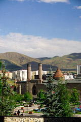 13 July 2025 Erzurum Turkey. Erzurum cityscape view from the historical clock tower on a cloudy day