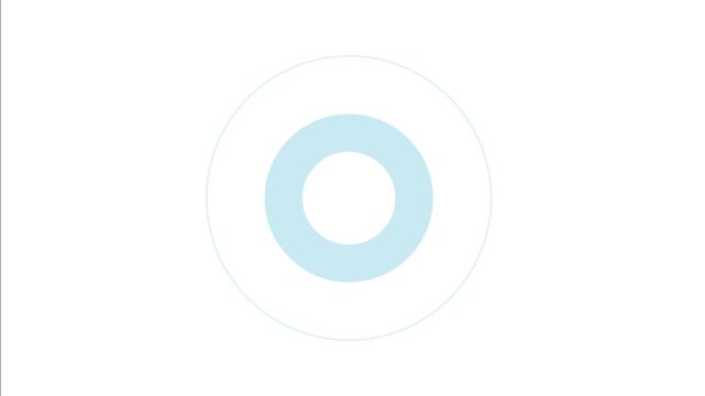 Coloured circles expand outward smoothly from the center and fade away. Blue, yellow and grey. The inner circle is filled, while the outer circle is only an outline