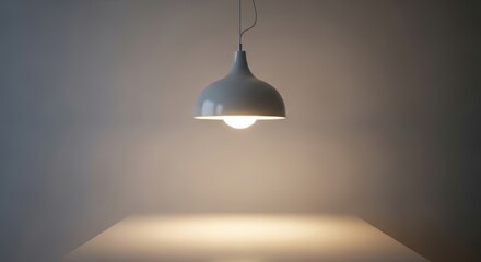 Modern minimalist pendant light illuminating minimalistic interior