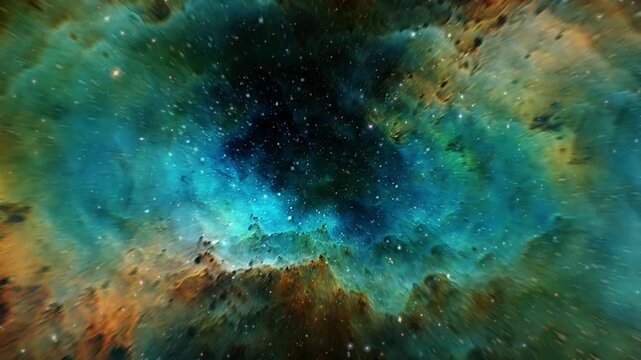 Loop Galaxy space travel glow blue nebula stars space travel cloud in deep space abstract sci fi background. 4K 3D seamless loop Sci-Fi Space flight to glow energy gas dust cloud nebula. Galaxy 