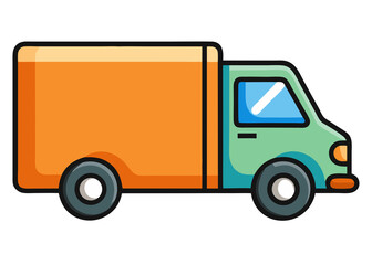 Fast shipping delivery truck flat icon for apps and websites	colorful isolated background