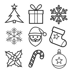 Minimal festive icons sheet for Christmas and New Year

