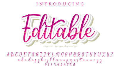 Editable - Elegant 3D Script Font with Handwritten Style for Modern Typography and Branding
