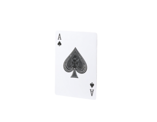 Ace of spades playing card, angled view