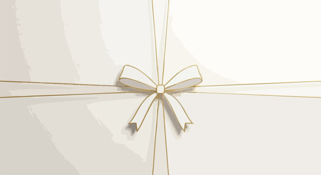 Elegant golden ribbon tying a perfect bow on a creamy white gift box backdrop, ready for holiday magic