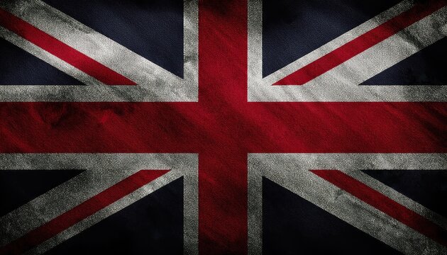 grunge united kingdom flag with dark textured fabric surface and dramatic lighting perfect for wallpaper or editorial background