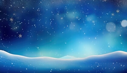 Naklejka premium winter snow landscape with glowing blue sky and falling snowflakes creating magical seasonal background for wallpaper or banner