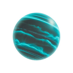 Mysterious glowing turquoise planet with swirling atmospheric clouds and cosmic dust rings © mohammad