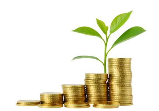 Growing Wealth:  Financial Success & Investment Growth Visual on white background