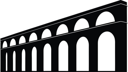roman aqueduct silhouette vector.