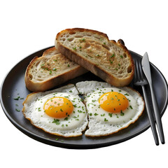 fried eggs with toast transparent background