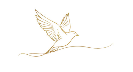 Elegant golden dove in flight symbolising peace and freedom perfect for spiritual themes or celebratory designs