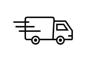Fast shipping delivery truck flat icon for apps and websites	