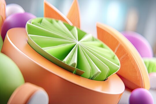 Abstract 3D fruit-like forms, vibrant colors