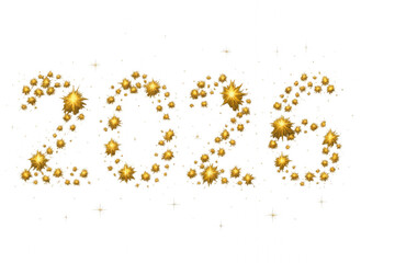 A Glimmering Celebration of the Year 2026, Embellished with Sparkling Stars and Radiant Light on a Soft Background isolated on white or transparent png