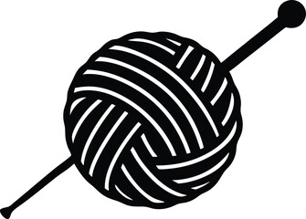  Silhouette of ball of yarn and knitting needles