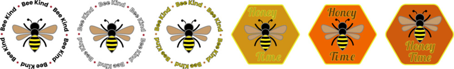Bee Kind and Honey Time Badge Set with Bee Illustrations