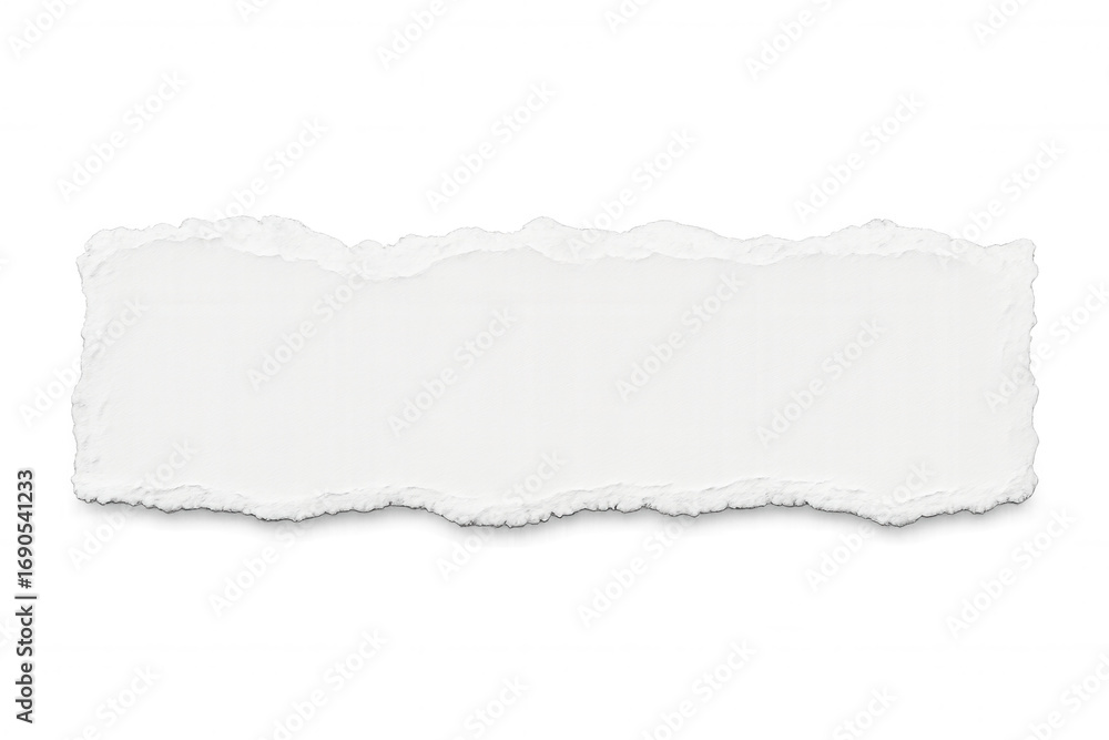 Aufkleber horizontal white torn paper piece with transparent background, ideal for adding a realistic touch to