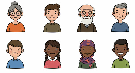 Fototapeta premium Diverse group of people faces with various ages and ethnicities