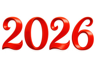 A Bold and Vibrant Representation of the Year 2026 in Eye-Catching 3D Letters Against a Warm Gradient Background isolated on white or transparent png