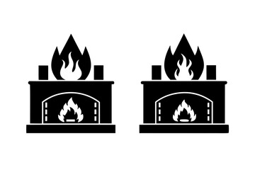 Winter Fireplace with Fire silhouette Vector illustration design