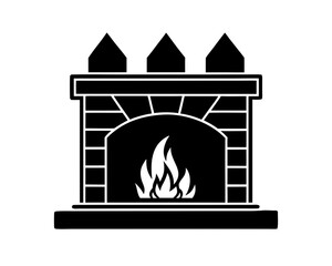 Winter Fireplace with Fire silhouette Vector illustration design