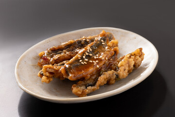 揚げ　秋刀魚の甘酢あんかけ