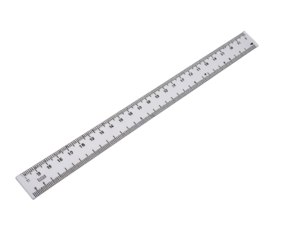Clear plastic ruler with numbered markings