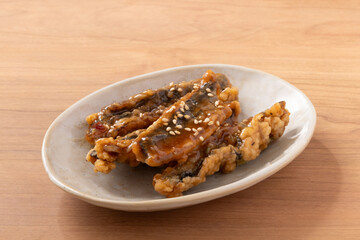 揚げ　秋刀魚の甘酢あんかけ