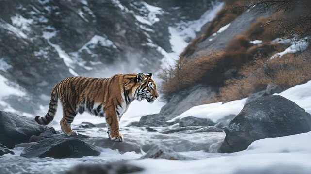 Scenic landscape of the Zanskar Valley with river flowing 